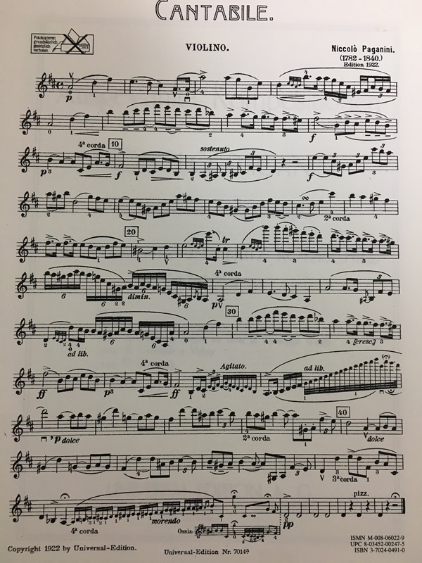 バイオリンの楽譜を載せてみました。